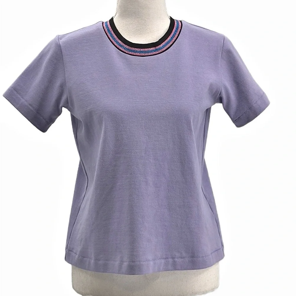 Corey Lynn Calter Molly Cotton Ringer Tee in Purple - Size XS_2